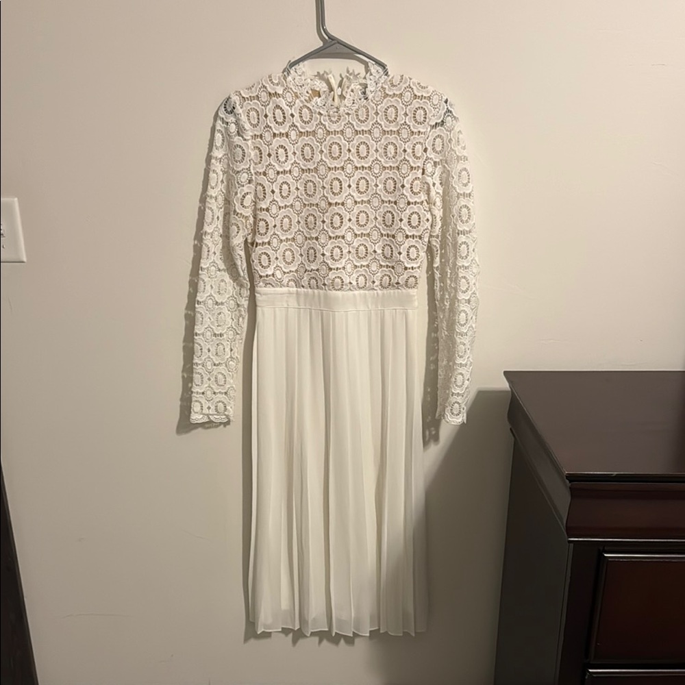 Ivy City Co Arabella Dress- Cream Pleated Long Sleeve Wedding Dress